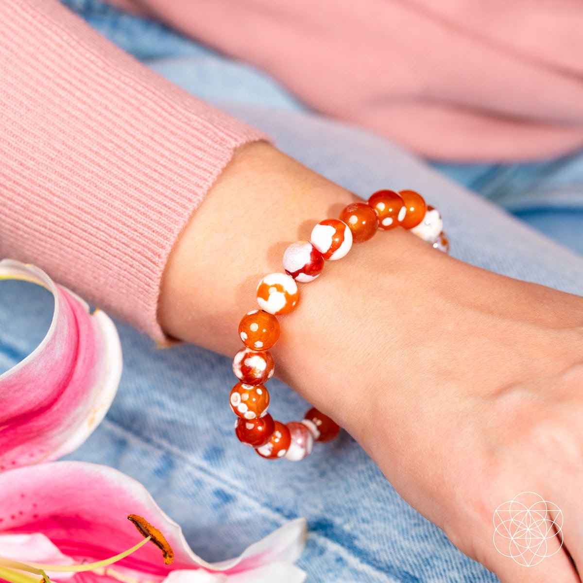 Carnelian & Orca Agate Crystal Bracelet – Natural Stone